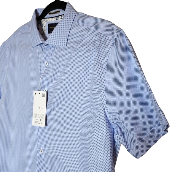 NWT Denim & Flower blue/white short sleeve button down shirt. Men's size XL - Picture 14 of 15